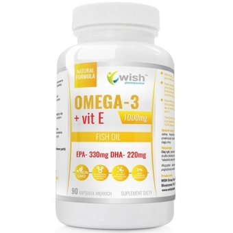Wish Pharmaceutical Omega 3 1000mg Forte Gold EPA330 DHA220 +  Witamina E 90kapsułek cena 27,90zł