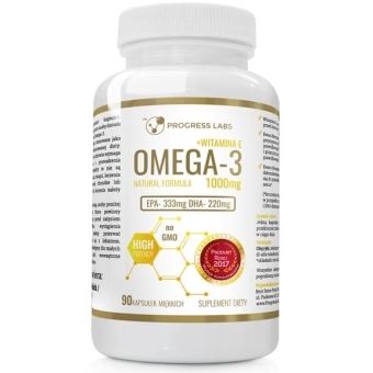 Progress Labs Omega-3 Forte Gold EPA330 DHA220 + witamina E 90kapsułek cena 29,90zł