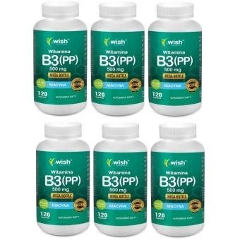 6 X Wish Pharmaceutical Niacyna Witamina B3 Pp 500mg Inulina 120kapsułek W Cenie Pięciu