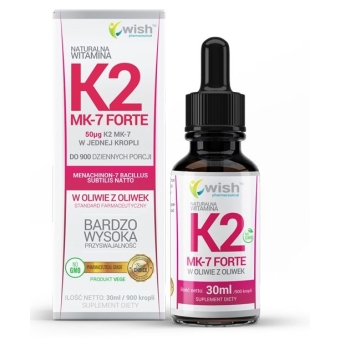 Wish Pharmaceutical Naturalna Witamina K2 MK-7 z Natto Forte dla wegan krople 30ml cena 41,70zł