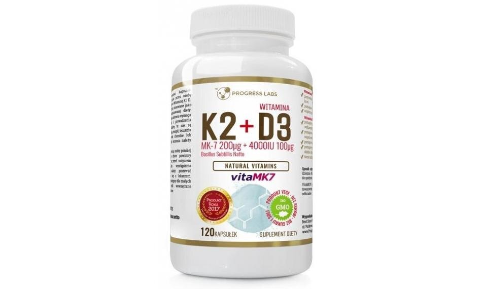 Progress Labs Witamina K2 Vitamk7 Z Natto 200mcg D3 4000iu