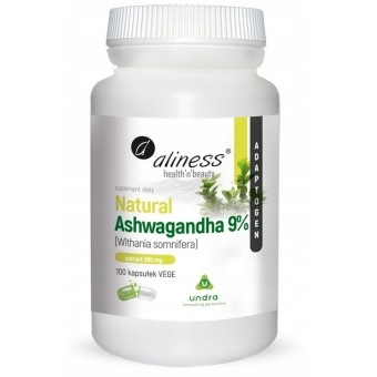 Aliness Naturalna Ashwaganda (Withania somnifera) 560mg 9% Vege 100kapsułek cena 44,90zł