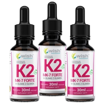 3 x Wish Pharmaceutical Naturalna Witamina K2 MK-7 z Natto Forte dla wegan krople 30ml cena 103,49zł