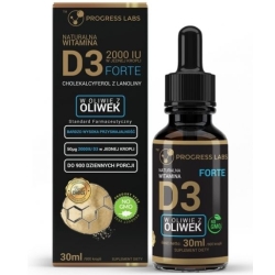 Progress Labs Naturalna witamina D3 Forte 2000IU w oliwie z oliwek krople dla wegan 30ml cena 32,20zł