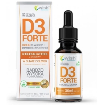 Wish Pharmaceutical Naturalna witamina D3 Forte 2000IU w oliwie z oliwek krople dla wegan 30ml cena 36,49zł