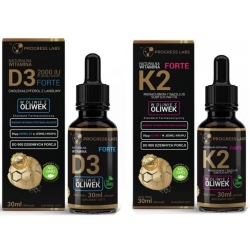 Progress Labs zestaw: Witamina D3 Forte 2000IU 30ml + Witamina K2 MK-7 z Natto Forte krople 30ml cena 72,10zł