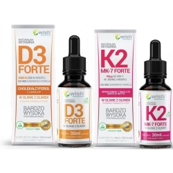 Wish Pharmaceutical zestaw wegan: Wit. D3 Forte 2000IU 30ml + Wit. K2 MK-7 z Natto Forte krople 30ml cena 72,10zł