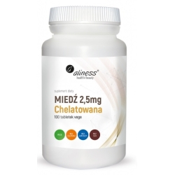 Aliness Miedź chelatowana 2,5mg 100tabletek vege cena 24,90zł