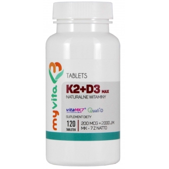MyVita Witamina K2 Max 200mcg+ D3 2000IU 120tabletek cena 69,00zł