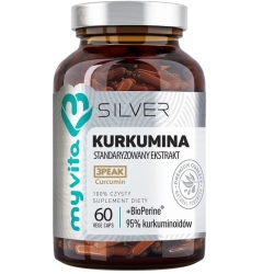 MyVita Silver Pure Kurkumina standaryzowany ekstrakt + piperyna 60kapsułek cena 42,90zł