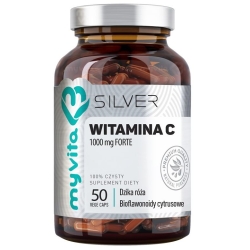 Myvita Silver Pure Witamina C forte 1000mg dzika róża, bioflawonoidy cytrusowe 50kapsułek cena 29,90zł