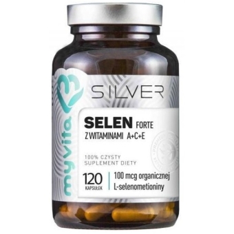 Myvita Silver Pure Selen forte 100mcg z witaminami A+C+E 120kapsułek cena 59,90zł