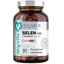 Myvita Silver Pure Selen forte 100mcg z witaminami A+C+E 60kapsułek cena 38,00zł