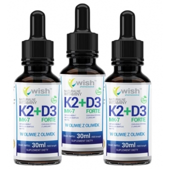 3 x Wish Pharmaceutical Witamina K2 + D3 Forte 30ml 900kropli cena 134,80zł