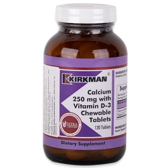 Kirkman Calcium 250mg with Vitamin D-3 Chewable Tablets wapń z witaminą D 120tabletek do żucia cena 219,90zł