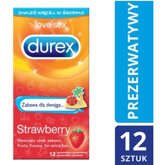 Durex Prezerwatywy Strawberry Emoji 12sztuk cena 36,00zł