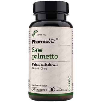 Pharmovit Saw palmetto (Palma sabałowa) ekstrakt 400mg 90kapsułek cena 31,90zł