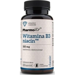 Pharmovit Witamina B3 niacin™  amid kwasu nikotynowego 500mg 60kapsułek cena 30,50zł