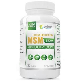 Wish Pharmaceutical MSM 500mg Siarka organiczna 250tabletek cena 30,99zł
