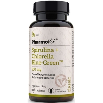 Pharmovit Spirulina + Chlorella Blue-Green™ 500mg 180tabletek cena 37,00zł