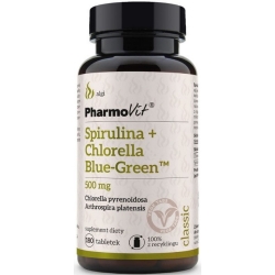 Pharmovit Spirulina + Chlorella Blue-Green™ 500mg 180tabletek cena 37,00zł