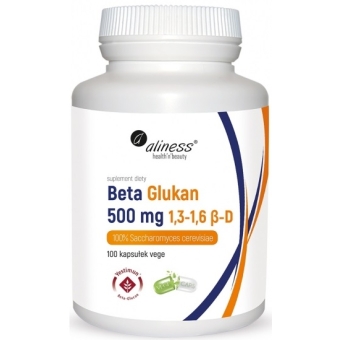 Aliness Beta Glukan Yestimun 1,3-1,6 ß-D 500mg 100kapsułek Vege + próbki gratis cena 69,90zł