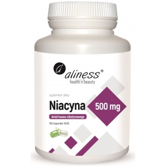 Aliness Niacyna Amid kwasu nikotynowego 500mg 100kapsułek VEGE cena 32,90zł