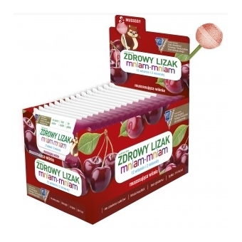 Zdrowy lizak Mniam-Mniam Musująca Wiśnia 40sztuk cena 67,95zł
