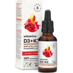 Aura Herbals Witamina D3 2000IU + K2 + Ekstrakt z kurkumy krople 30ml cena 46,50zł