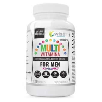 Wish Pharmaceutical Multiwitamina Complex For Men Witaminy dla mężczyzn + Prebiotyk 120kapsułek cena 44,90zł