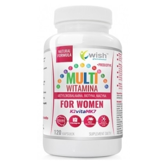 Multiwitamina Complex For Women Witaminy dla kobiet + Prebiotyk 120kapsułek Wish Pharmaceutica cena 46,90zł