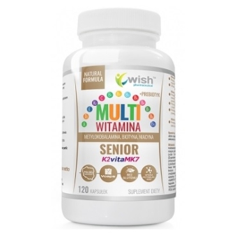 Wish Pharmaceutical Multiwitamina Complex Senior Witaminy dla seniorów + Prebiotyk 120kapsułek cena 43,89zł