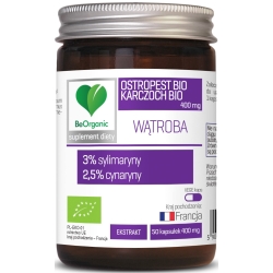 Ostropest Bio 3% + Karczoch Bio 2,5%, Wątroba 400mg, 50 kapsułek BeOrganic cena 39,99zł