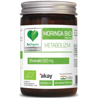 Moringa ekstrakt BIO Metabolizm, 500mg, 100 tabletek BeOrganic cena 38,99zł