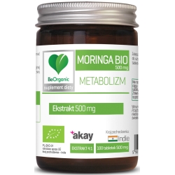 Moringa ekstrakt BIO Metabolizm, 500mg, 100 tabletek BeOrganic cena 39,99zł