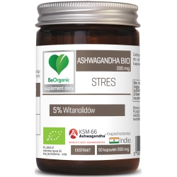 Ashwagandha Stres KSM-66® 5% BIO 200mg  50 kapsułek BeOrganic cena 29,99zł