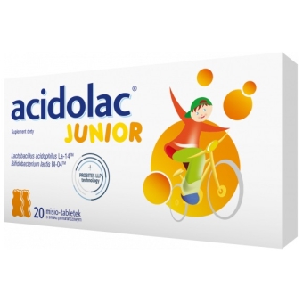 Acidolac Junior o smaku pomarańczowym 20 Misio-tabletek cena 29,99zł