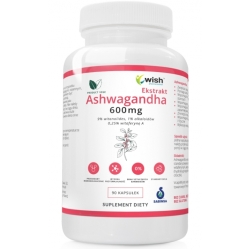 Wish Pharmaceutical Ashwagandha ekstrakt żeń-szeń indyjski 600mg 90kapsułek cena 34,00zł