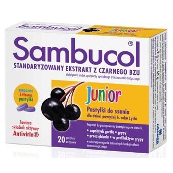Sambucol Junior 20 pastylek do ssania cena 35,00zł