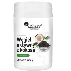 Aliness Węgiel aktywny z kokosa " FOOD GRADE" proszek 200g cena 32,90zł