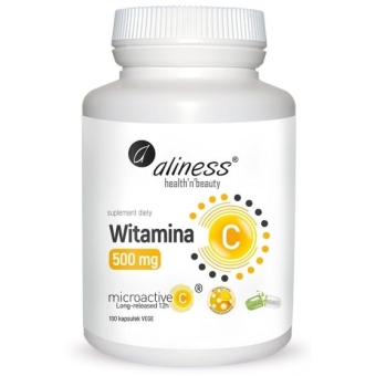 Aliness Witamina C 500mg micoractive 12h 100kapsułek Vege cena 39,90zł