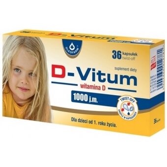 D-Vitum 1000 j.m. witamina D dla dzieci twist-off 36kapsułek cena 17,20zł