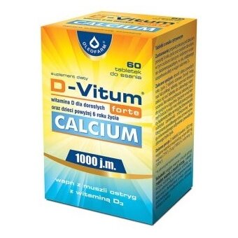 D-Vitum forte Calcium 1000 j.m. 60tabletek do ssania cena 23,60zł
