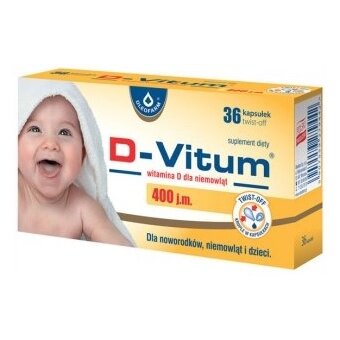 D-Vitum 400 j.m. witamina D dla niemowląt 36kapsułek cena 12,95zł