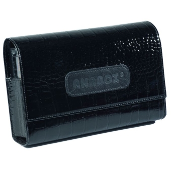 Kasetka na leki ANABOX de luxe skórzana kolor czarny połysk cena 109,00zł
