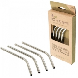Ecostrawz Wielorazowe słomki do picia zakrzywione (stal nierdzewna) 145mmx6mm 4szt i szczoteczka cena 36,95zł