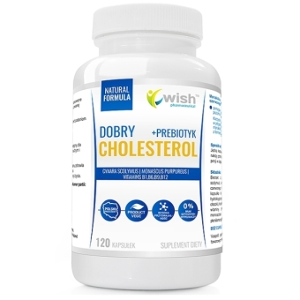 Wish Pharmaceutical Dobry Cholesterol Witamina B1,B6,B9,B12+Prebiotyk 120kapsułek Vege cena 48,90zł