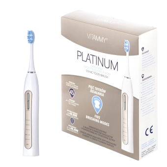 Soniczna szczoteczka do zębów z unikatową funkcją polerowania Vitammy Platinum zloto-biała cena 259,00zł