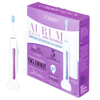 Soniczna szczoteczka do zębów z unikatową funkcją polerowania Vitammy Aurum Rose różowa cena 369,00zł