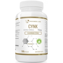 Cynk Glukonian 15mg + Prebiotyk 180 Kapsułek Progress Labs cena 26,00zł